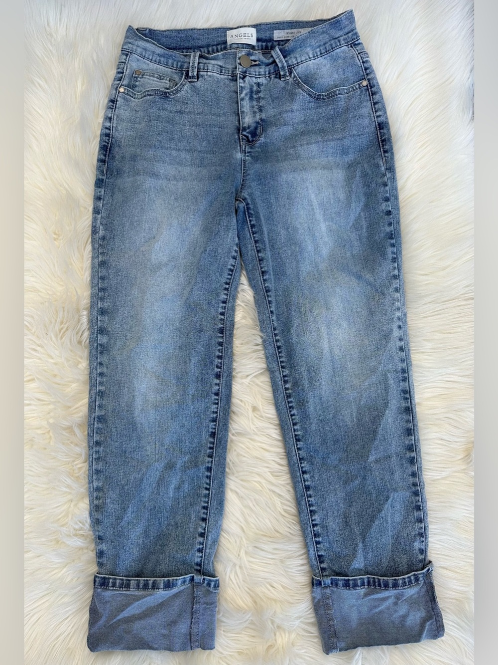 Angels Woman’s Washed Blue Straight Jeans